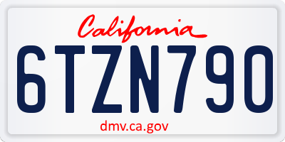 CA license plate 6TZN790