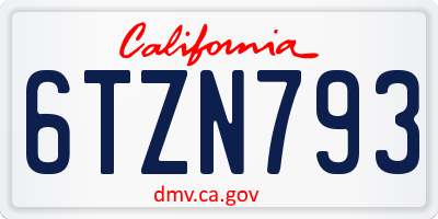 CA license plate 6TZN793