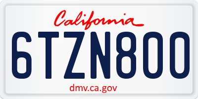 CA license plate 6TZN800