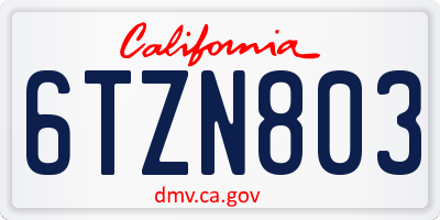 CA license plate 6TZN803