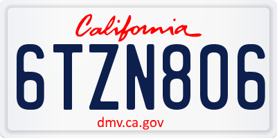 CA license plate 6TZN806