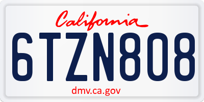 CA license plate 6TZN808