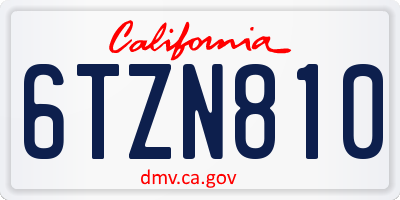 CA license plate 6TZN810