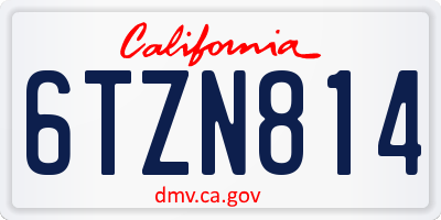 CA license plate 6TZN814