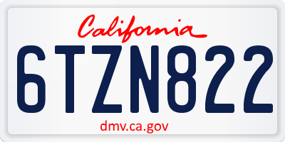 CA license plate 6TZN822
