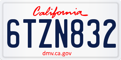 CA license plate 6TZN832