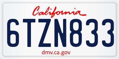 CA license plate 6TZN833