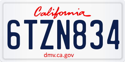 CA license plate 6TZN834