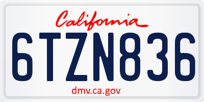 CA license plate 6TZN836
