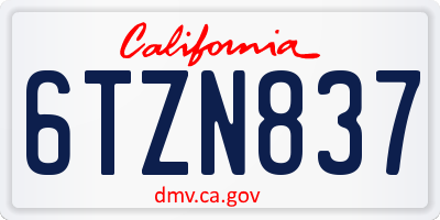 CA license plate 6TZN837