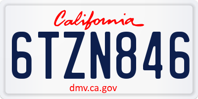 CA license plate 6TZN846