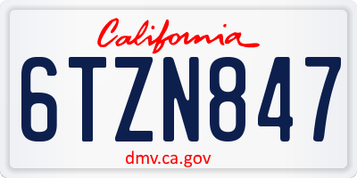 CA license plate 6TZN847