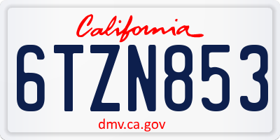 CA license plate 6TZN853