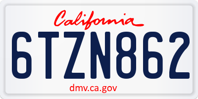 CA license plate 6TZN862
