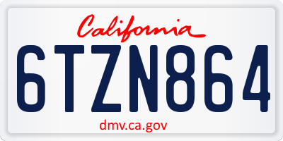 CA license plate 6TZN864