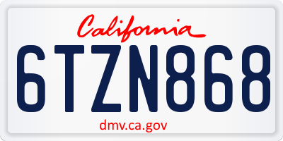 CA license plate 6TZN868
