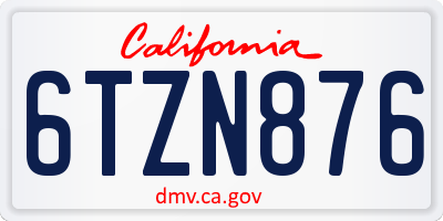 CA license plate 6TZN876