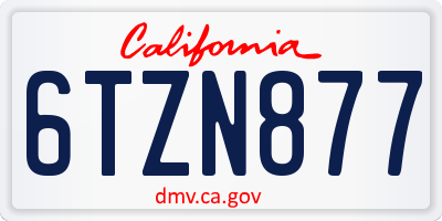 CA license plate 6TZN877
