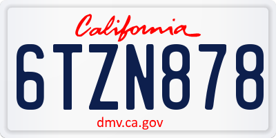 CA license plate 6TZN878