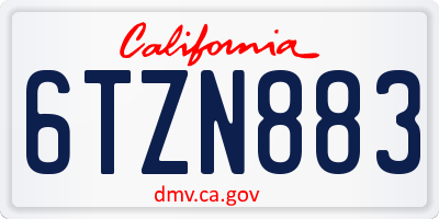 CA license plate 6TZN883