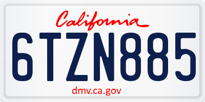 CA license plate 6TZN885