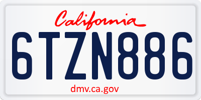 CA license plate 6TZN886