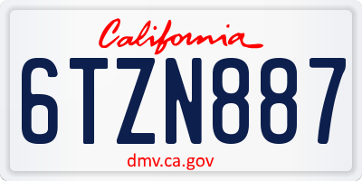 CA license plate 6TZN887