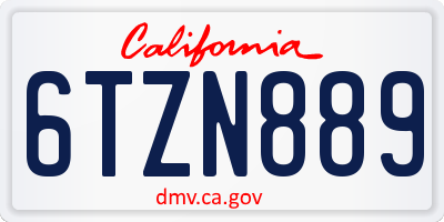 CA license plate 6TZN889