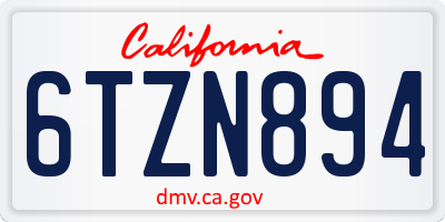 CA license plate 6TZN894