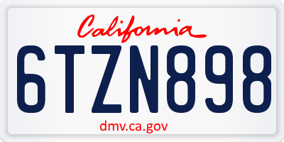 CA license plate 6TZN898