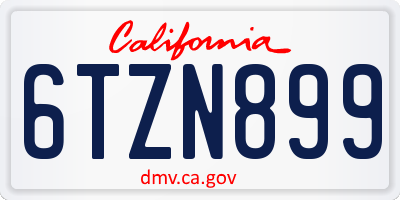 CA license plate 6TZN899