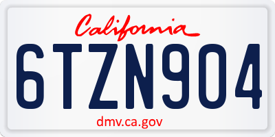 CA license plate 6TZN904