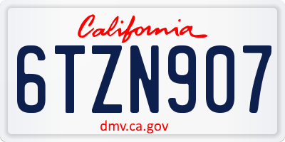 CA license plate 6TZN907