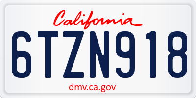 CA license plate 6TZN918