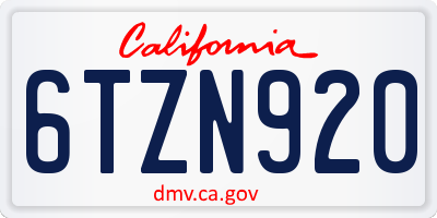 CA license plate 6TZN920