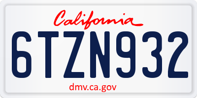 CA license plate 6TZN932