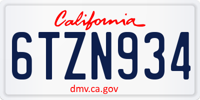 CA license plate 6TZN934