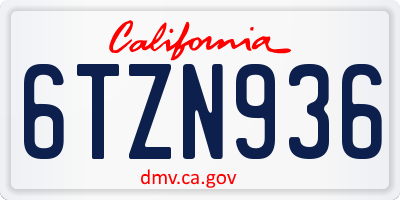 CA license plate 6TZN936