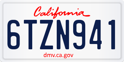 CA license plate 6TZN941