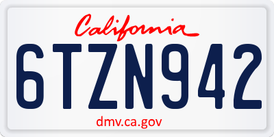CA license plate 6TZN942