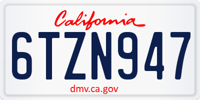 CA license plate 6TZN947