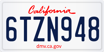 CA license plate 6TZN948