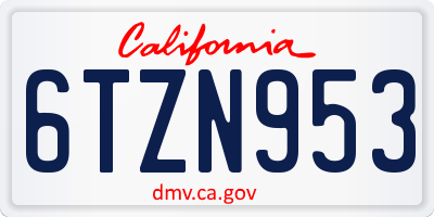 CA license plate 6TZN953