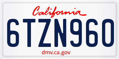 CA license plate 6TZN960