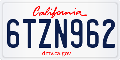CA license plate 6TZN962