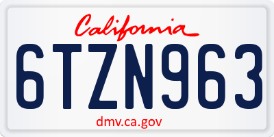 CA license plate 6TZN963
