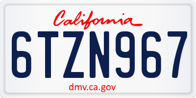CA license plate 6TZN967