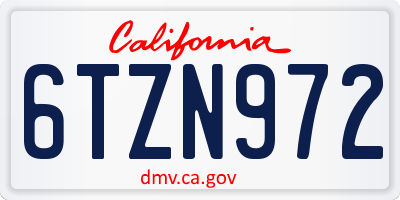 CA license plate 6TZN972