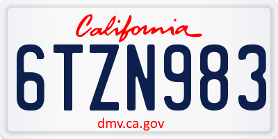 CA license plate 6TZN983