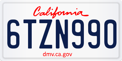 CA license plate 6TZN990
